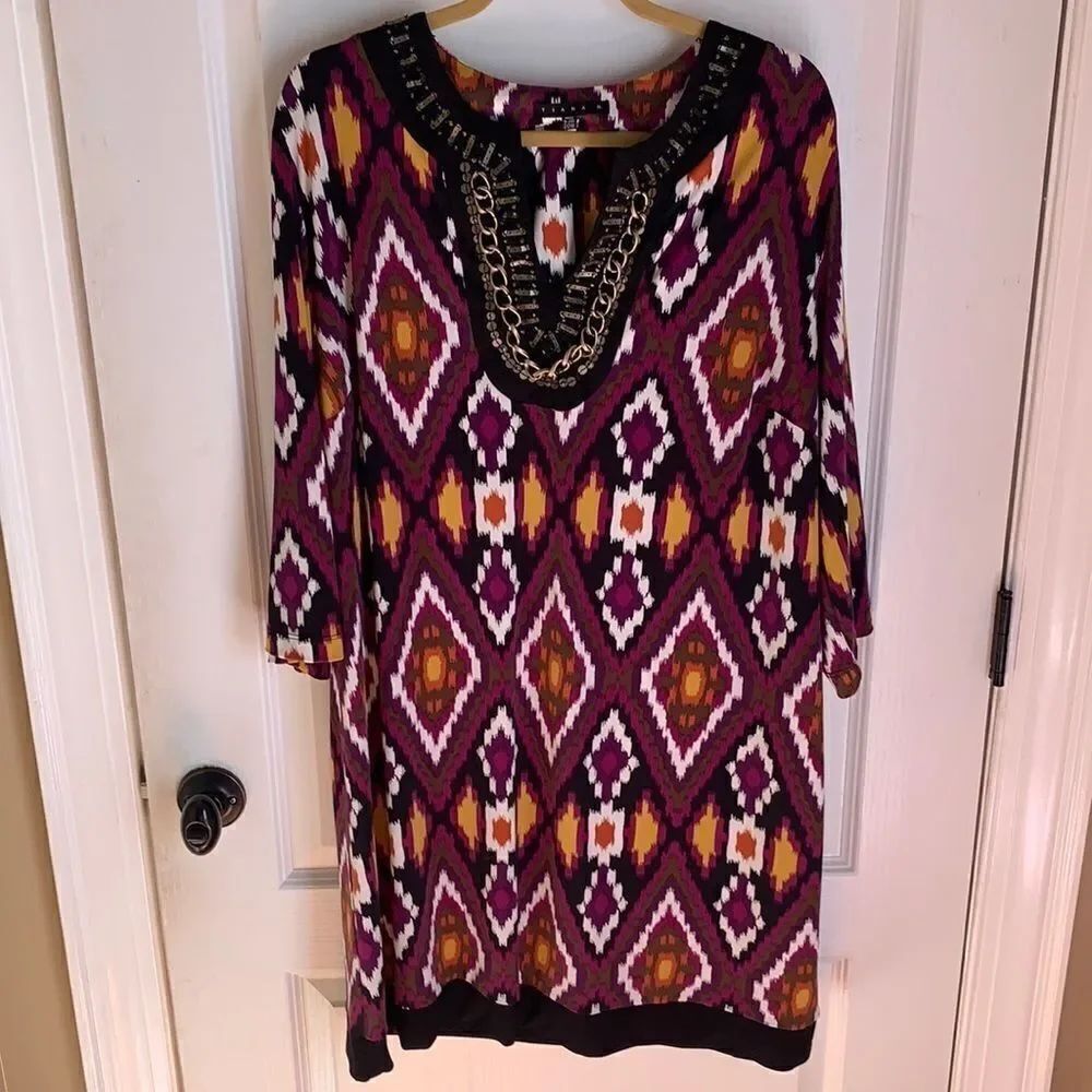 Tiana B. Aztec print fall dress
